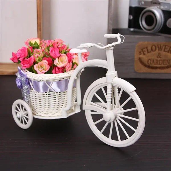 Estatuetas decorativas em forma de triciclo cesto de cesta de flores de casamentos de festa de decoração de decoração de bicicleta decoração de casa
