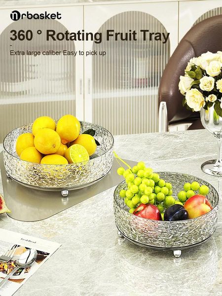 Placas Sr. Basket Light Luxury Roting Plate de frutas Mesa de café transparente de cor sólida colocada na bandeja da cozinha