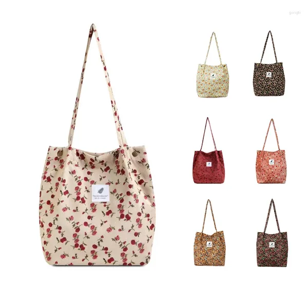 Bolsas de ombro Mulheres Bolsa Impressa Versão Casual Casual Capacidade Corduro