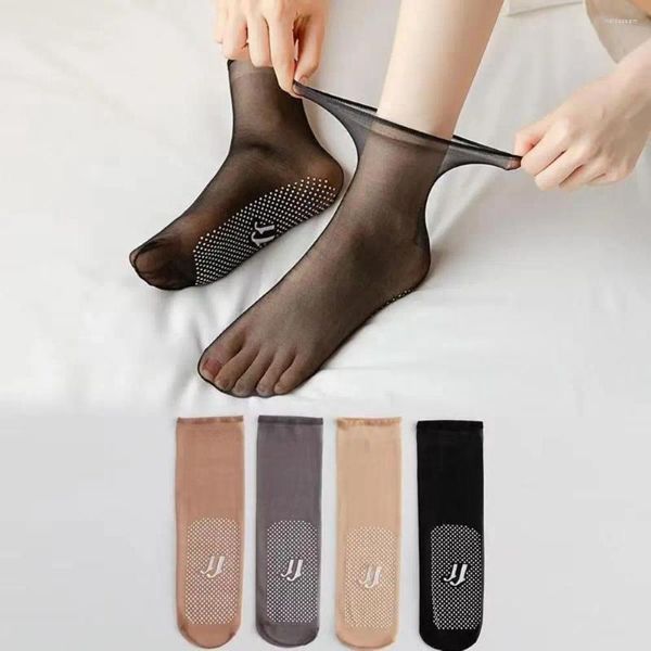 Frauen Socken 5pair Nylons gepunktete Gummi-Massageboden Nicht-markierende unsichtbare Kristallseide Sheer Knöchel kurze Strümpfe