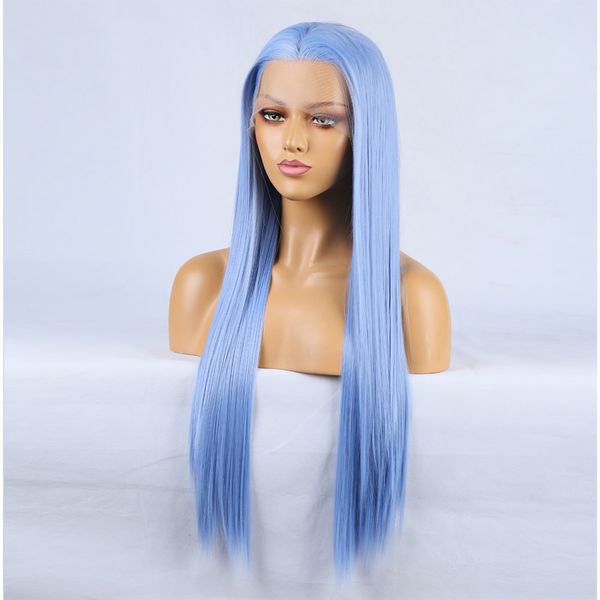 13*2,5 Кружевные передние парики Продажи моды перед париком синие длинные вьющиеся волосы Высокотемпературные химические волокно ежедневное износовое парик
