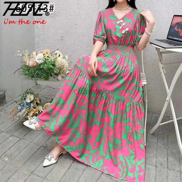 Vestidos casuais básicos para mulheres roupam manto indiano coreano boêmio de algodão floral praia chinesa estilo casual vestido vintage v vestidos de mujer 240419
