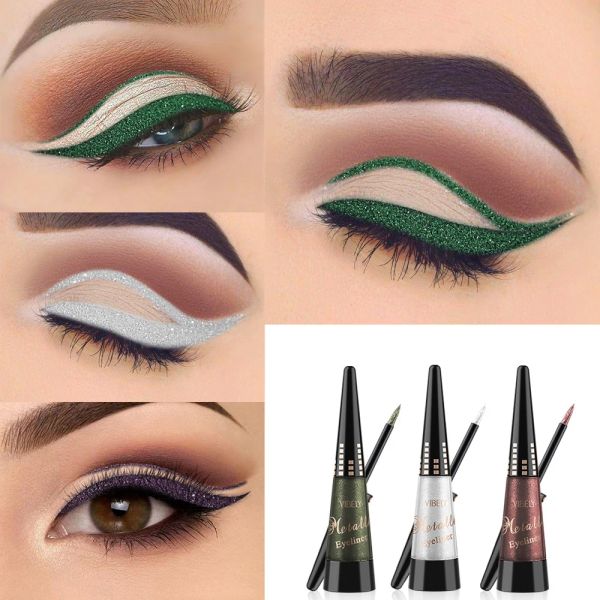 Delineador delineador brilhante caneta impermeável à prova d'água duradoura de seda glitter verde liner liner liney olhos de sombra ferramentas de maquiagem para mulheres