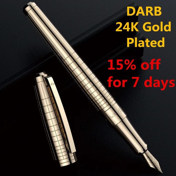 Darb Fountain Pen 24K Gold Pen de alta qualidade caneta de metal para escritórios de negócios Redação 240409