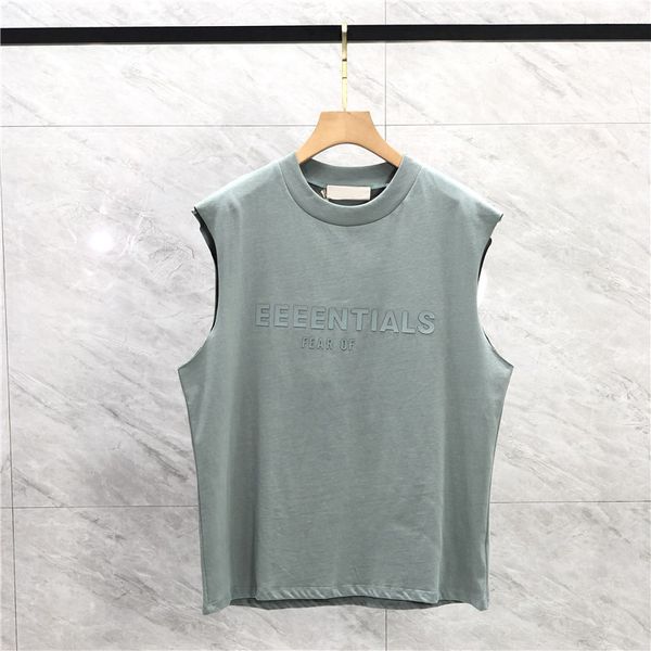 Eses Herren Tanktop Top T-Shirt Trend Marke Dreidimensional Schriftzeichen reine Baumwolldame Sport Casual Lose High Street ärmellose Weste Top USA Größe S-2xl