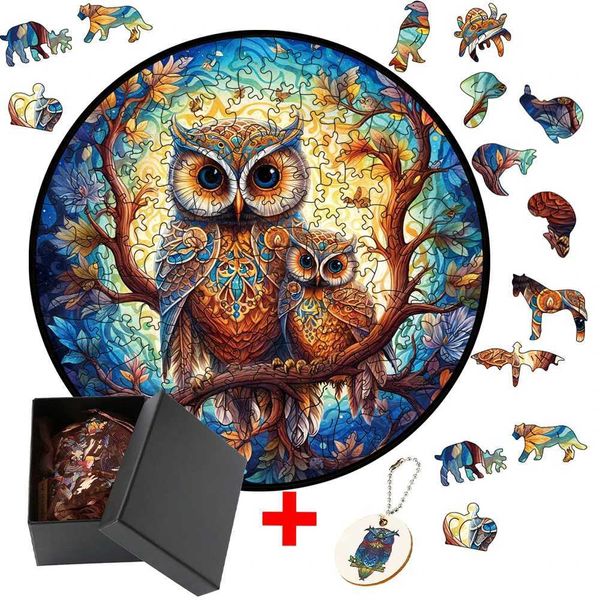 3D Puzzles Ahşap Hayvan Jigsaw Bulmaca Oyuncak Baykuş Bulmaca Oyunu Çocuklar ve Yetişkinler İçin Seti Doğum Günü Hediyesi Beyin Teaser Ailesi Etkileşimli Kurul Oyunu 240419