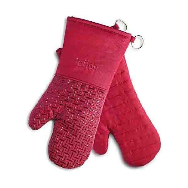 Ekstra uzun fırın eldivenleri (kırmızı) | Su geçirmez | Isıya dayanıklı fırın pişirme ve ızgara | Teflon ekoelit yüzeyi, pamuk astarı ve asılı döngü ile kaymayan eldivenler