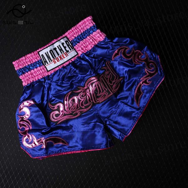 Shorts masculinos shorts shorts bordados para mulheres bordadas mma de combate profissional taekwondo revezamento infantil meninos e meninas boxe calças tailandesas t240419