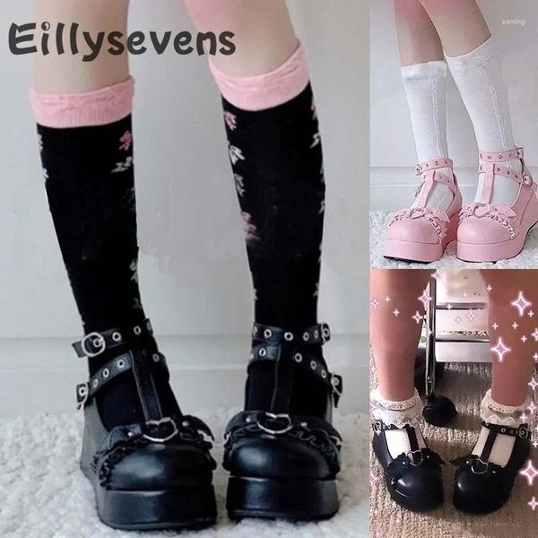 Kleiderschuhe Frauen süße Mary Janes Keil dicker Locked Punk Leder High Heel Cosplay Cosplay-Plattform Zapatos Mujer 2024 Tendencia