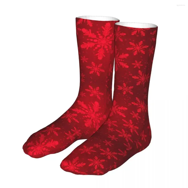 Calzini maschili rossi bokeh snowflakes femminile astratte natalizi natalizi pazzo estate d'autunno inverno regali