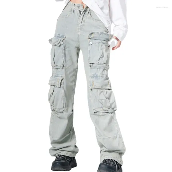 Herrenhosen Techwear Style Hip Hop Retro Multipocket Design Jeans High Street Übergroß