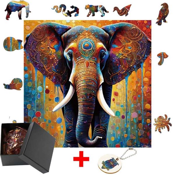 3D Puzzles Elephant Animal Wooden Puzzles Diy Crafts Educational Gift for Kid Brain Trainer Hell Dificuldade Família interativa Jigsaw 240419