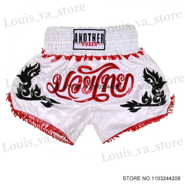 Shorts masculinos shorts de boxe tailandês 2024 bordados shorts de boxe bordados masculino garotos e garotas boxeador brigando Grab Taekwondo Shorts T240419