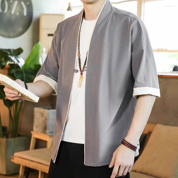 Jackets masculinos Cardigan Cardigan Cardigã Diário Casual Casual Hanfu Jacket