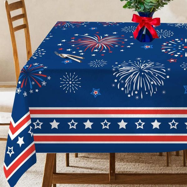 Tavolo tavolo tovaglia patriottica rettangolare 4 luglio stelle rosse e blu decorazioni da cucina bandiera americana