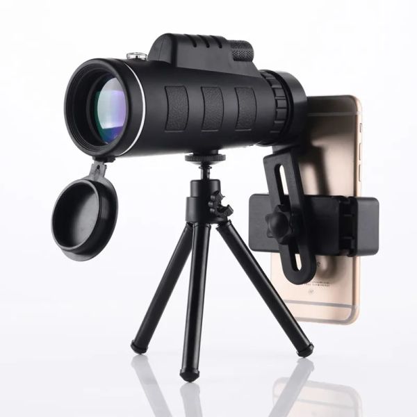 Telescopi 40x60 zoom telescopio monoculare trasparente moto notturno debolo tascabile telescopio con supporto per smartphone per binocoli da campo da campeggio