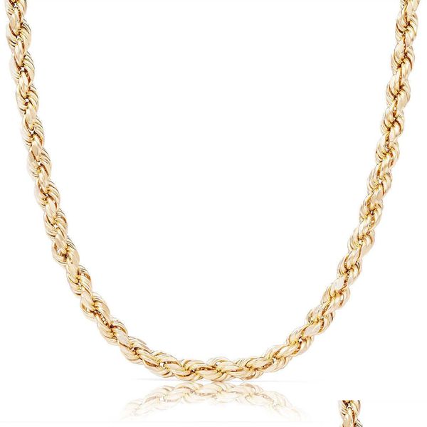 Подвесные ожерелья настоящие твердые 10K 14K 18K 24K Золотые веревки для мужчин хип -хоп -ожерелье по доставке ювелирных украшений Otjob