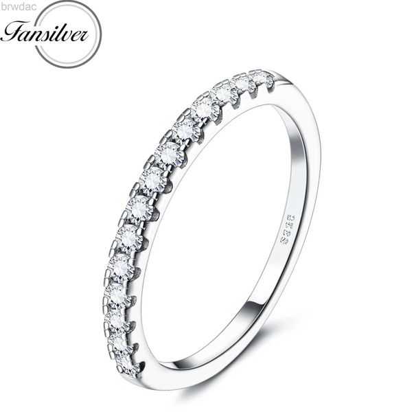 Solitaire Ring Fansilver S925 Sterling Silber Ehering Band Fashion Cubic Zirkonia Ewigkeit Verlobungsring für Frauen Schöne Schmuck Großhandel D240419