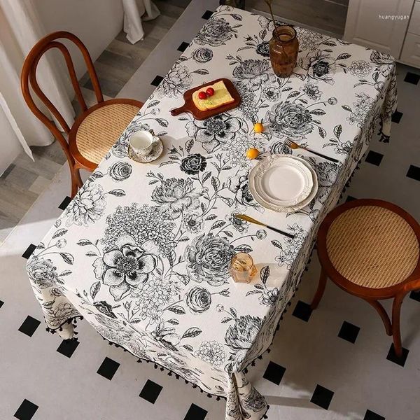 Tala de mesa Tala de mesa Europeia Tolera de mesa Luxo American Nórdico linho de algodão Rose Print Dining Room de café Decoração de casamento