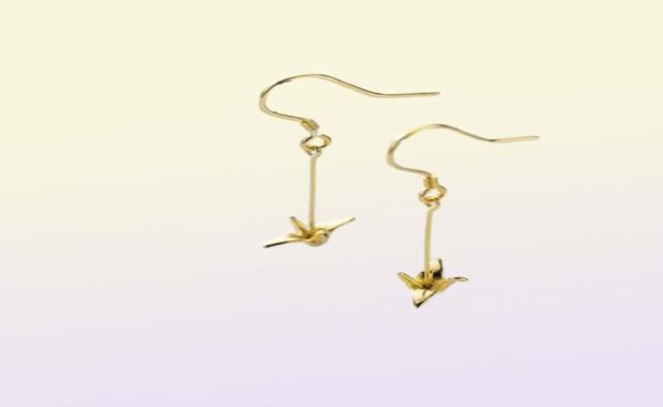 Moidan Fashion 925 Sterling Silver Cute Cine Carta Crane Orecchini a goccia a catena per donne Orecchini a colori oro Giorri