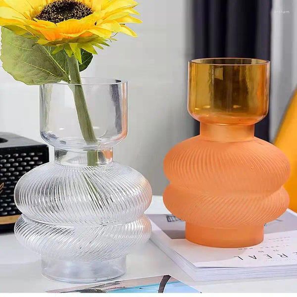 Vasos Modelagem criativa Padrão vertical Retro com relevo de alto valor INS estilo casa Livre Living Witch Decoration Glass Vaso