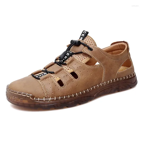 Sıradan ayakkabılar nefes alabilen yaz erkekler şeffaf taban için deri moda daireler sandalet açık