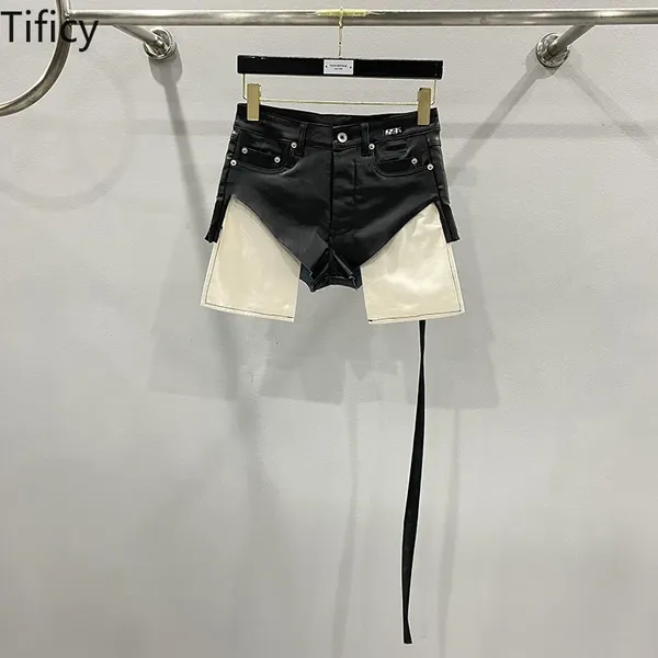 Damen Jeans Tificy Online Promi Ultra-Short Coated Denim Triangle große Taschen Sexy Damen Kurzhose schwarz