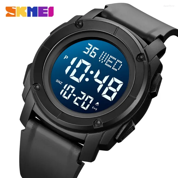 Relógios de pulso skmei moda liderou lumin watches masculinos digitais band silicone sport militar assista a 5bar hour impermeável Alarme masculino relógio 1853