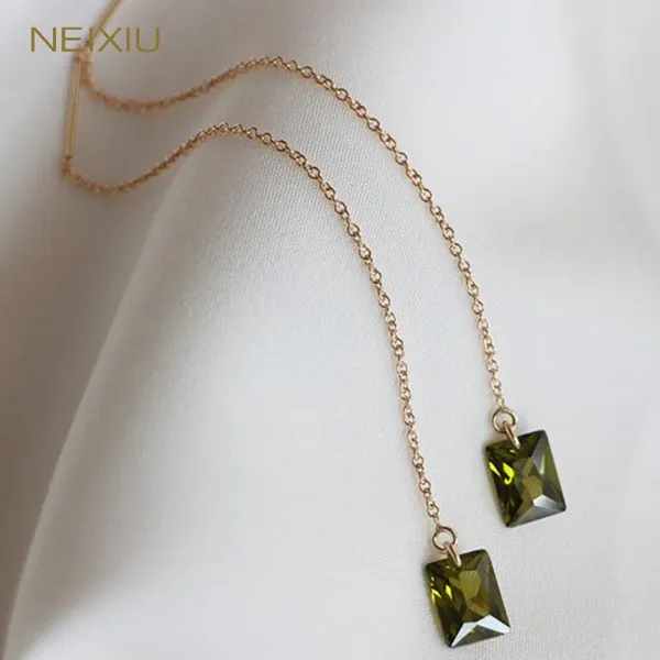 Orecchini per borchie Neixiu S925 Sterling in argento placcato a orecchio zircone verde oliva oliva oliva per donne eleganti regali semplici all'ingrosso all'ingrosso