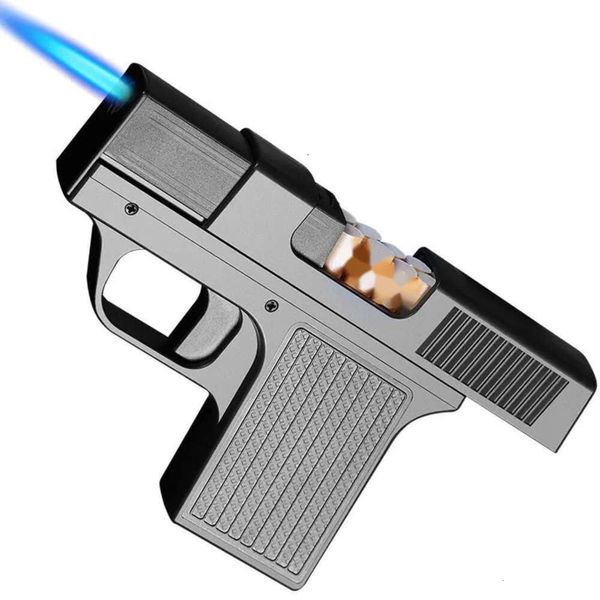 Pistola de metal de alta temperatura de pistola butano sem gás arborizada ao ar livre azul