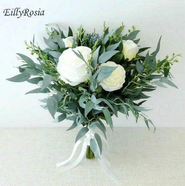 Fiori del matrimonio Destinata per bouquet da damigella d'onore verde per la sposa demoiselle d honneur mariage selvaggio artificiale