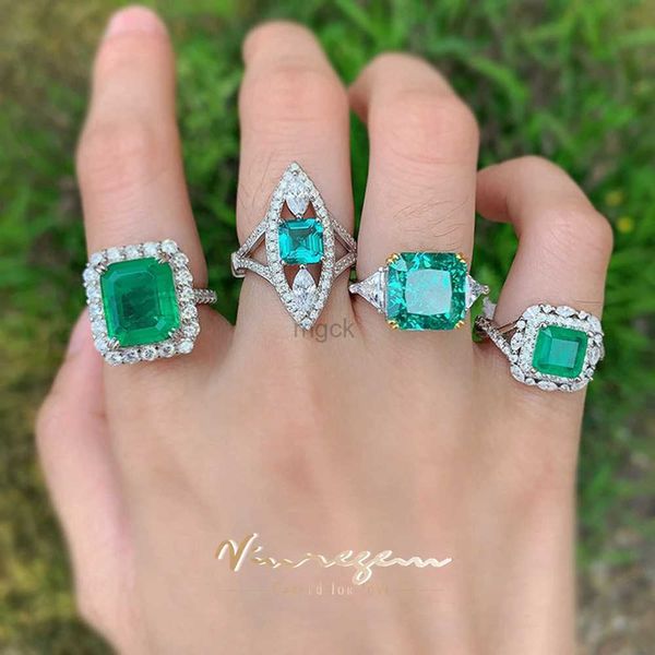 Anelli nuziali Vinregem smeraldo paraiba tormalina ad alto diamanti di carbonio gemme vintage 925 gioielli in argento sterling donne anelli regali di anniversario 240419