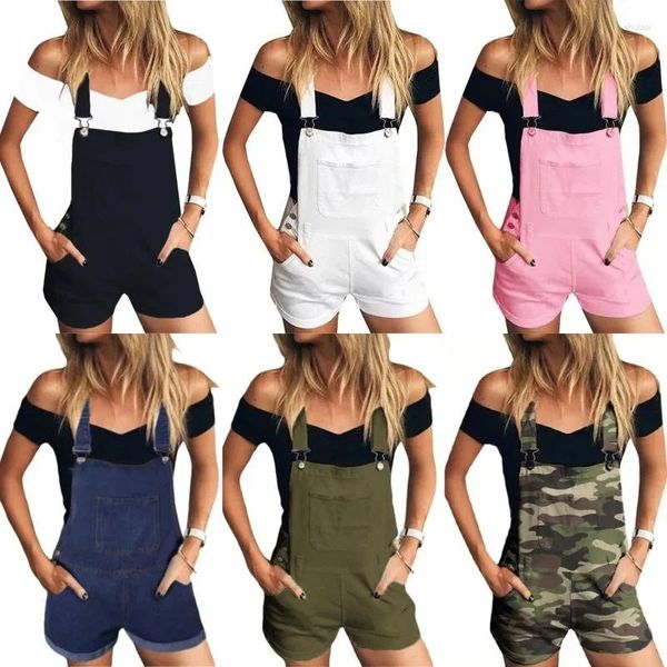 Jeans femminile camuffare tuta da salto per donne estate casual sciolte brevi turistiche donne denim dungarees y2k fash shorts