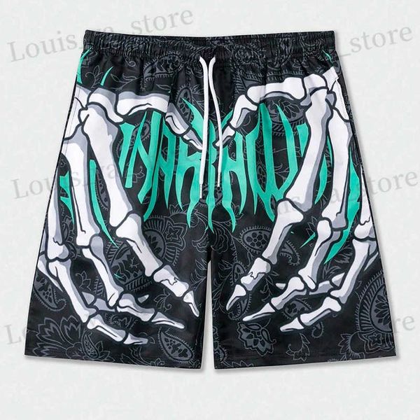 Shorts masculinos 2024 Summer Classic Skull Beach Calças curtas Novo esqueleto de moda Hand Men Mulheres Ginásse