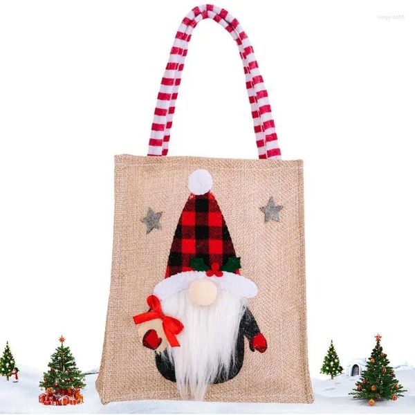 Aufbewahrungstaschen Sackleinen Weihnachtssack Großes Geschenk mit Griffen Kindergeburtstagsfeier Goodie Handtasche für