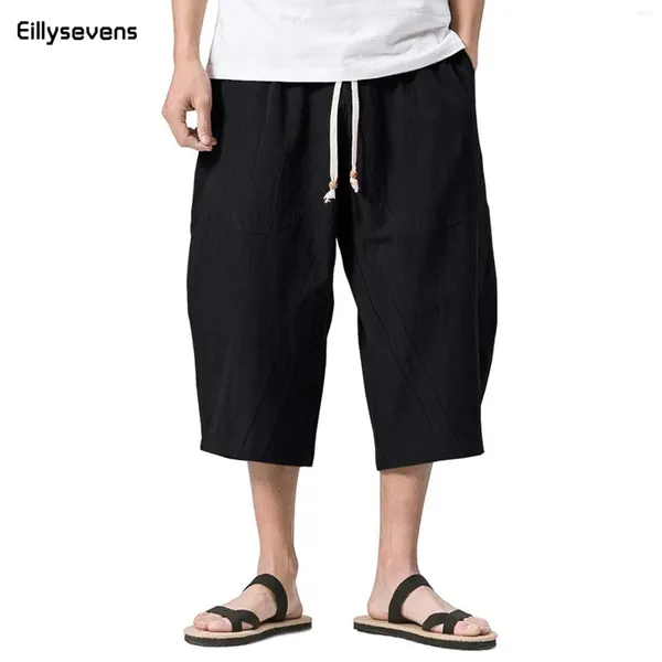 Calças masculinas quimono japonês casual casual solto sete pontos samurai estampar calça japão homens yukata harajuku figurino asiático tradicional