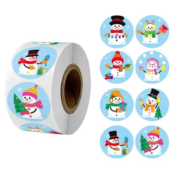 Weihnachtsdekorationen 500pcs Frohe Theme Seal Labels Aufkleber Weihnachtsbaum Elch Schneeflocken Süßigkeiten Backback Paket Umschlag Geschenke Schachtel St. Dhgfk