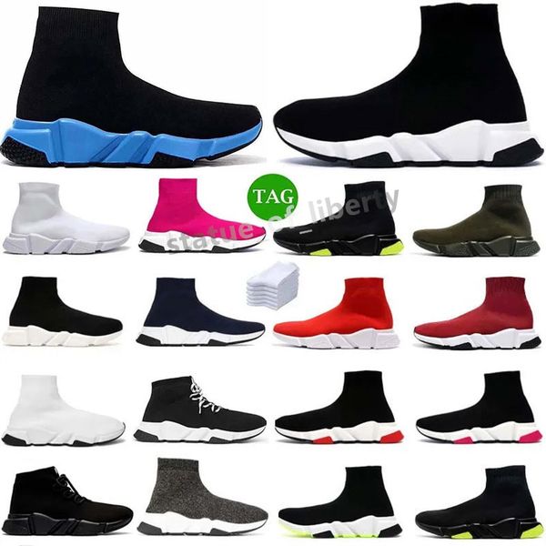 Trainer Geschwindigkeiten 2.0 Schuhe Plattform Sneaker Männer Frauen Tripler S Paris Socken Stiefel All Black White Blue Light Spliver Braun Ruby Graffiti Vintage Luxus Designer T7