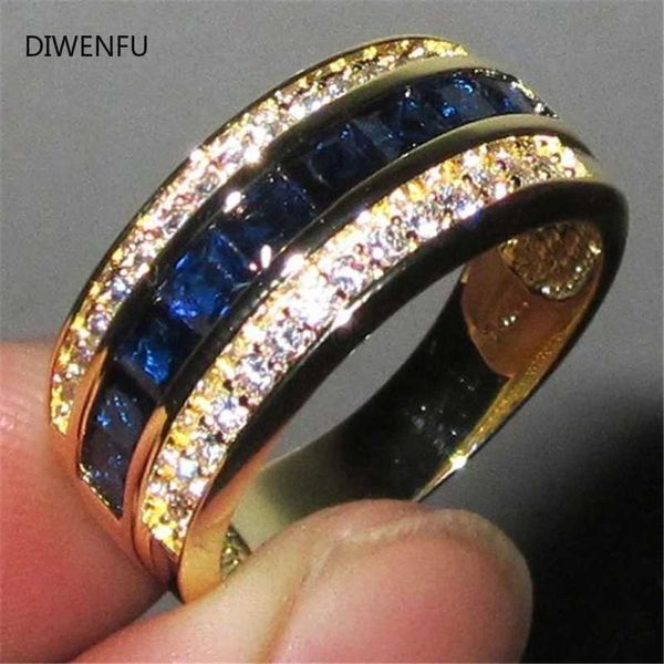 Kolye Kolyeleri Safir Tam Elmas 18K Altın Yüzük Kadınlar için Bague veya Jaune Bizuteria Mücevher Anillos Erkek Taş Anel Takı Altın Yüzükler 240419