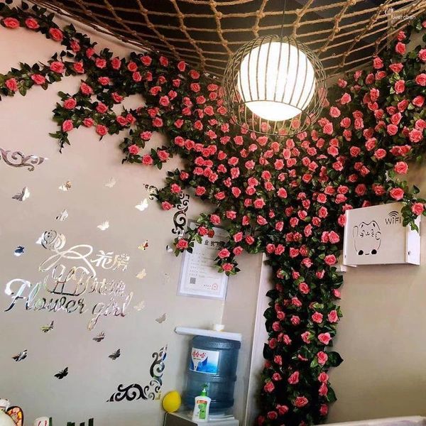 Fiori decorativi artificiale vite di plastica fiore di plastica rattan sedia a soffitto aria condizionamento pipa arco di nozze wisteria finta