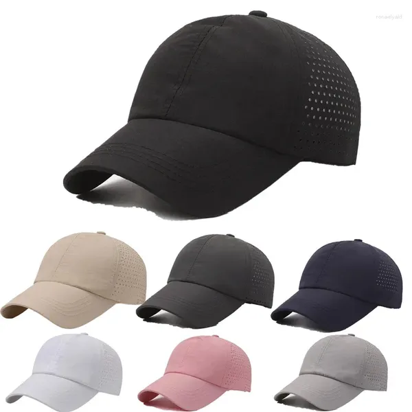 Tappi per palla estate solido berretto da baseball sport sport sports cross -cappello a maglie asciugatura rapida da sole ombreggiatura mezzo vuoto