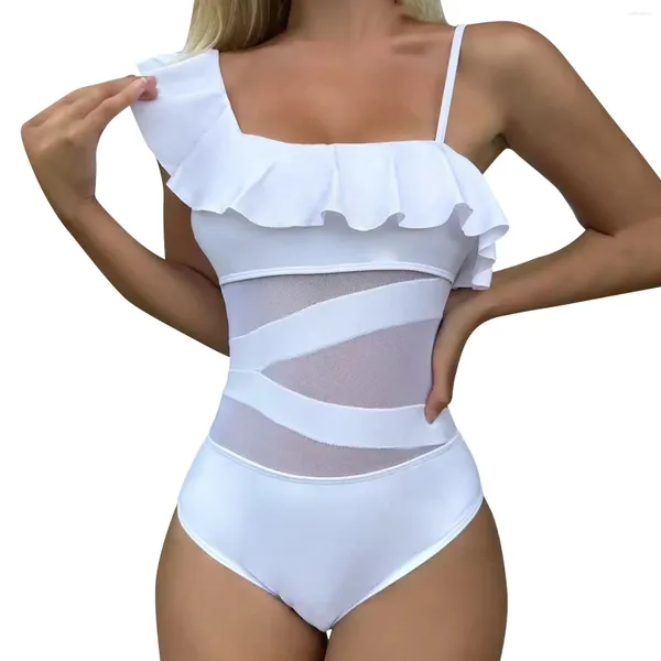 Roupas de banho feminina sexy um ombro de banho de banho de maiô de biquíni para barcos de tecido de substituição