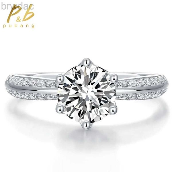 Solitaire Ring Pubang jóias finas 925 Sterling Silver Sparkling 5mm-11mm Moissanite Diamond Wedding noivado para mulheres Presente de aniversário D240419