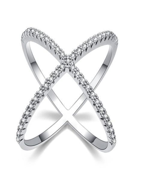 Design Diamso Micro Pave di lusso Impostazione di anelli di dito a forma di X Gioielli per le donne per donne1302061