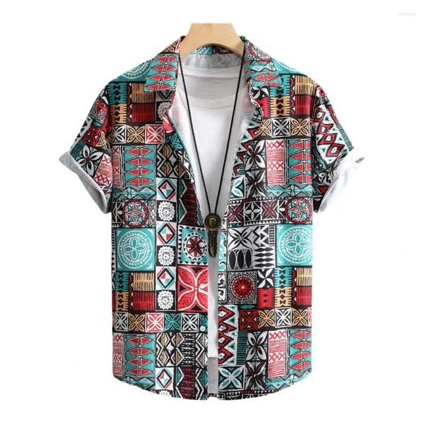 Camicie casual da uomo camicia digitale da stampa uomo estate colorato retrò con stile medio orientale a secco rapido per