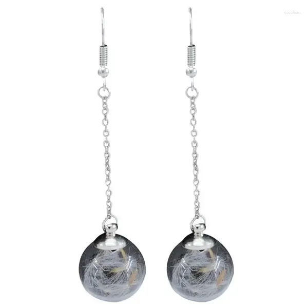 Dangle Ohrringe Mode transparente Ball Frauen getrocknete Blume natürlicher Löwenzahn Tropfen für Schmuck