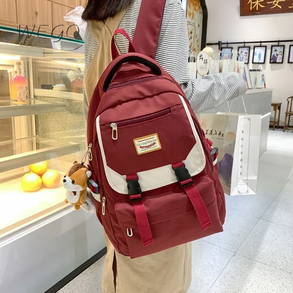 Bags Women's Red Canvas Hasp zaino di grande capacità Student Schoolbag Forest Fashion Elementary School Backpacks Bag della scuola