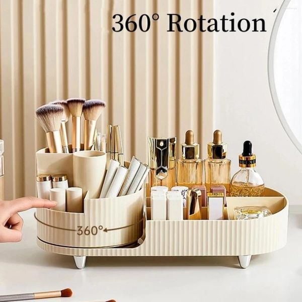 Aufbewahrungsboxen 360 ° rotierende Make -up -Organisator Kosmetikbox Platz sparende Anzeige Dekorative Waschtisch für Schlafzimmer