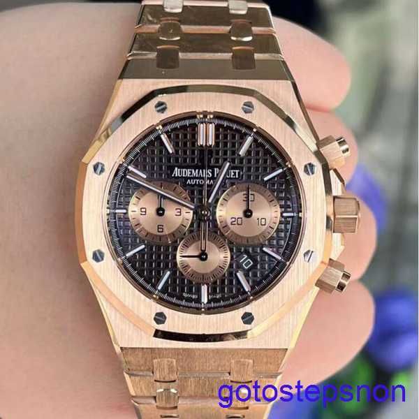 Fonksiyonel AP Bilek Saat Epic Royal Oak Serisi 26331or Gül Altın Kahve Dial Dial Mens Moda Leisure Business Sports Chronograf Mekanik Saat