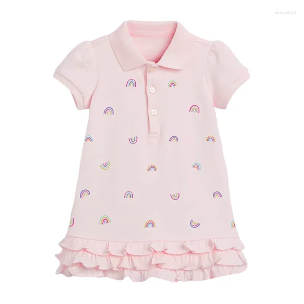 Mädchenkleider 2024 Baby Girls Pink Druck Baumwollkleid Schöne und komfortable Kinder elegant für Kinder 2-8 Jahre